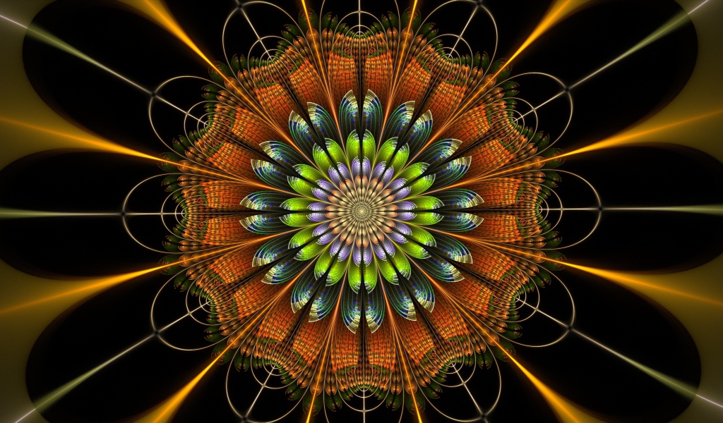 Цифровой цветок мандала крупным планом