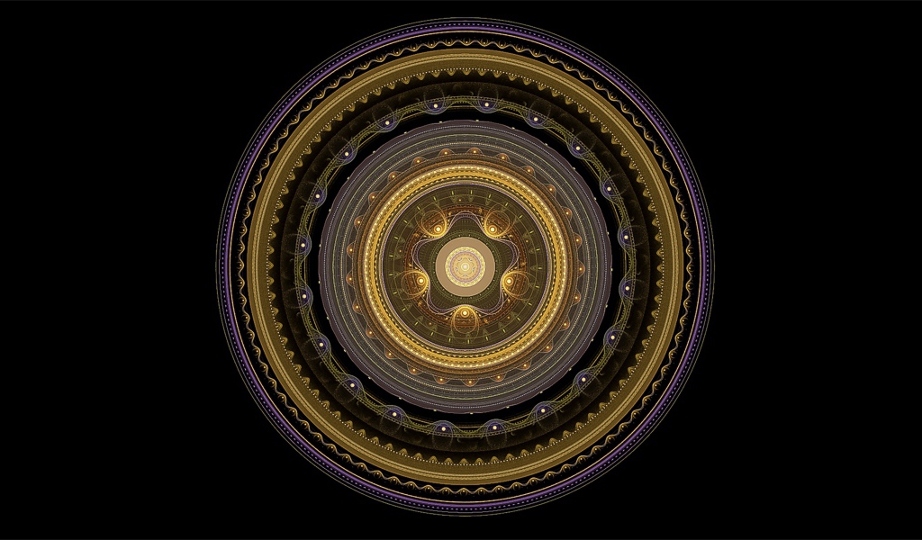 Золотой рисунок мандала на черном фоне