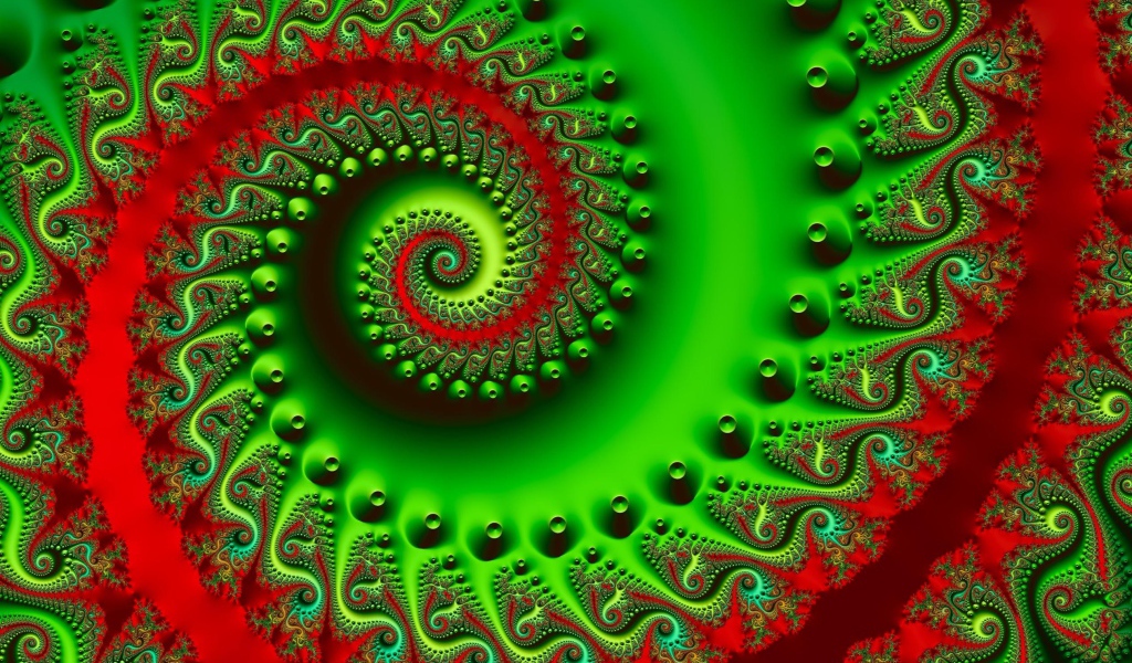 Зелено-красная абстрактная спираль 