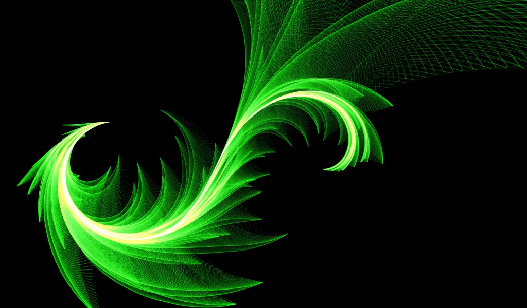 Зеленый волнистый абстрактный узор на черном фоне