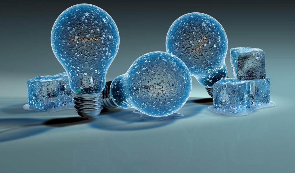 Ледяные лампочки на сером фоне 3д