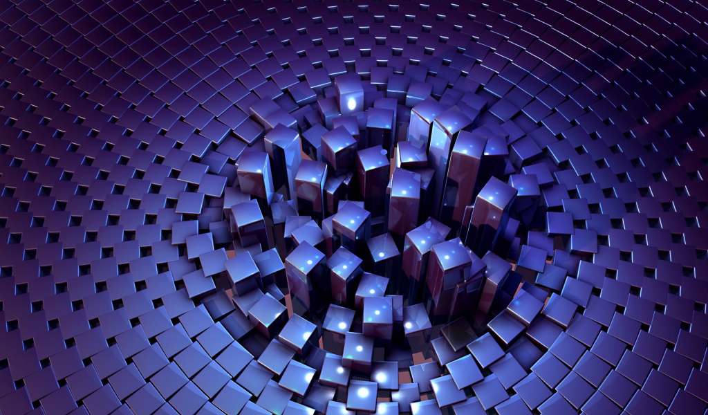 Много фиолетовых кубов 3д графика