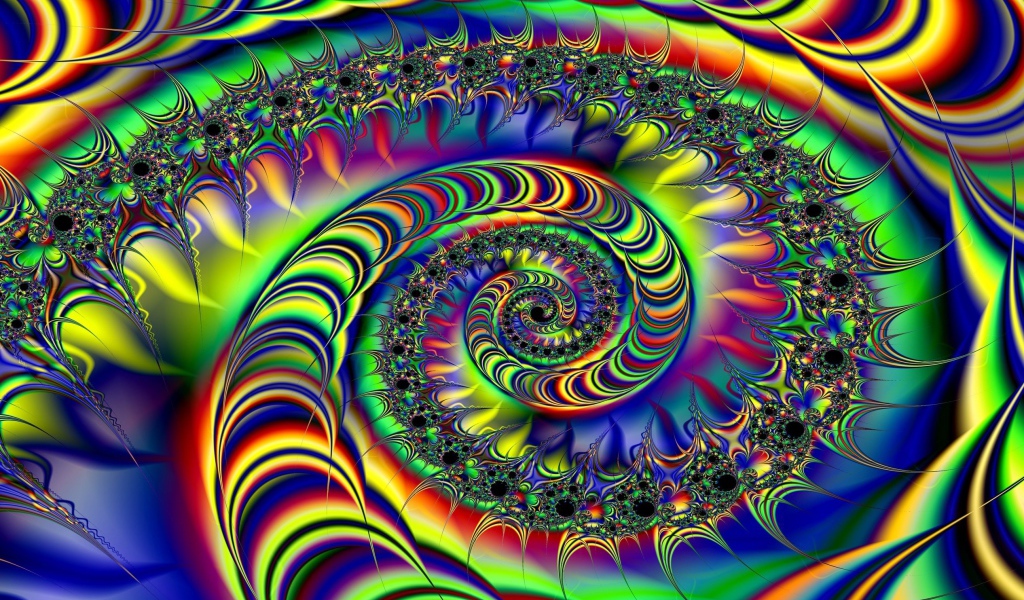 Разноцветная абстрактная фрактальная спираль 