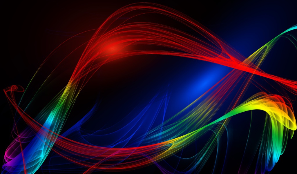 Разноцветные абстрактные волны на темном фоне