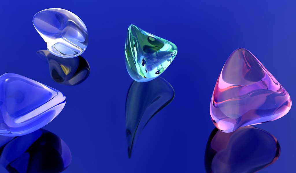 Разноцветные кристаллы на синем фоне 3д графика