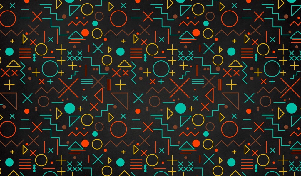 Разноцветные геометрические фигуры на черном фоне