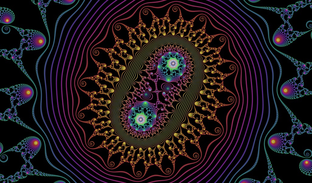 Разноцветный узор с бактериями на черном фоне