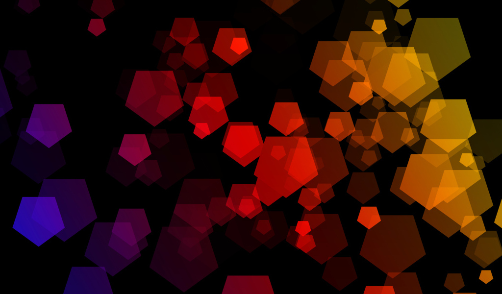 Разноцветные пятигранники на черном фоне