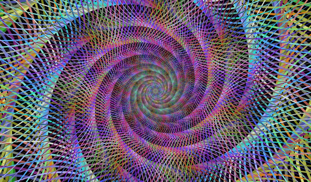 Разноцветный спиральный фрактальный рисунок