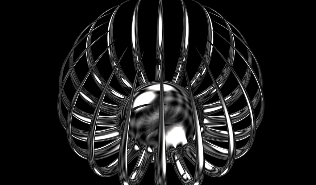 Серебряный цветок с острыми лепестками на черном фоне