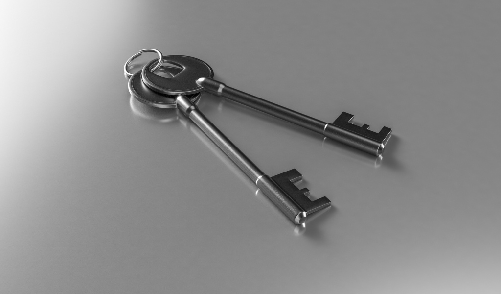 Два ключа на серой поверхности 3д графика