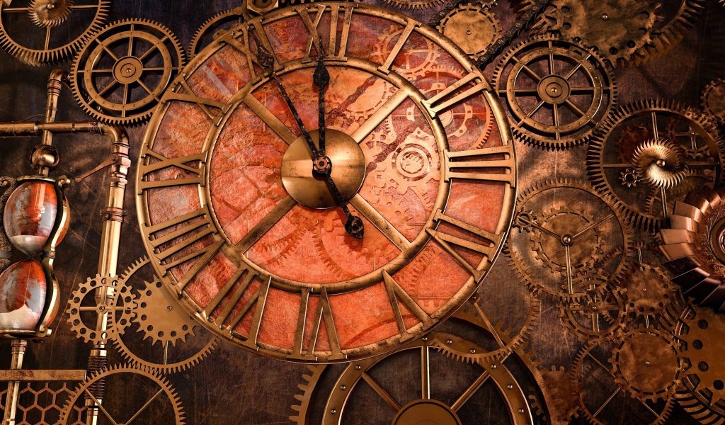 Старинные часы с шестеренками крупным планом