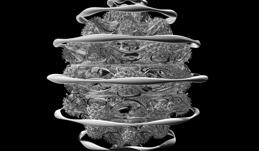 Белый фрактальный рисунок на черном фоне