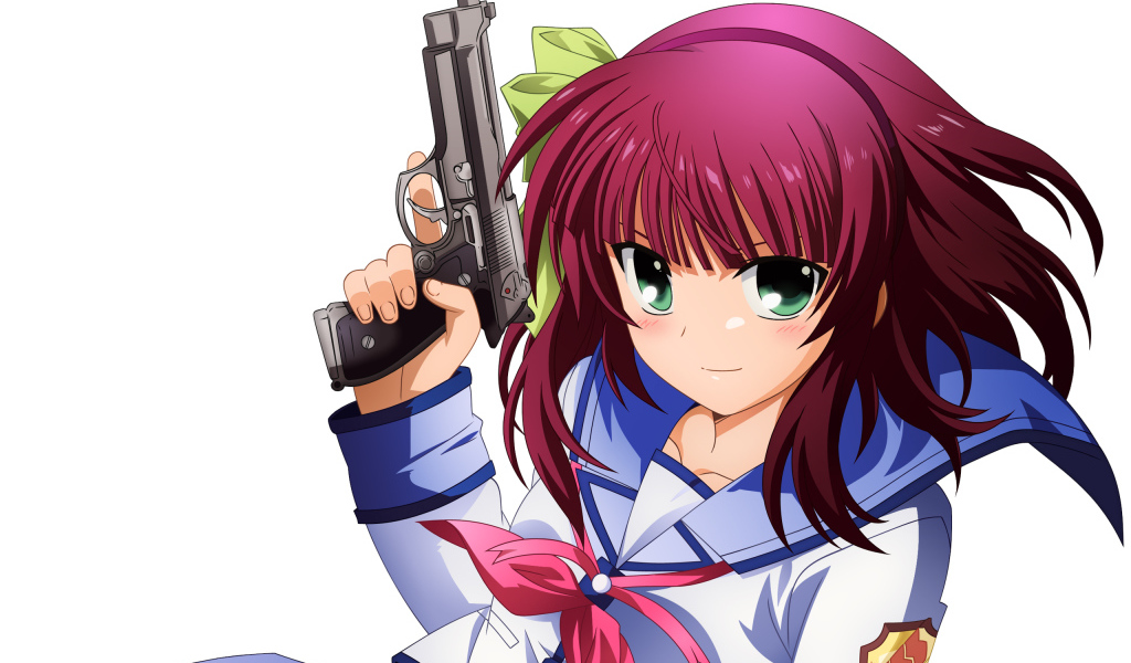 Девушка с пистолетом в руке аниме Angel Beats! Pistols