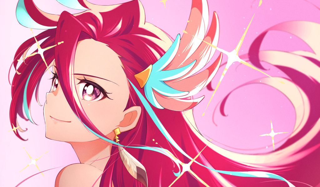 Девушка с длинными розовыми волосами аниме  Pretty Cure!