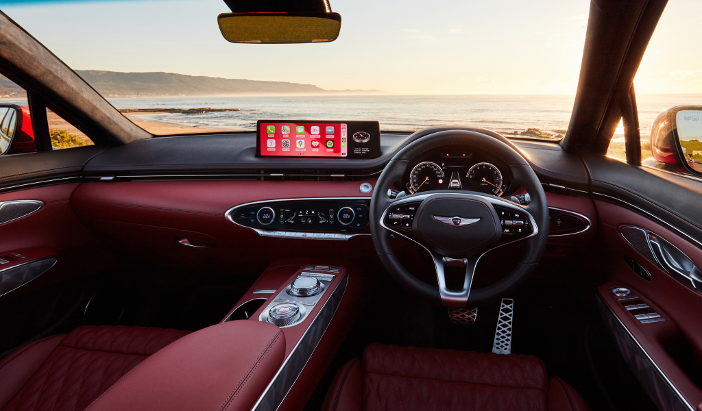 Красный кожаный салон Genesis GV70 2.5T AWD 2021 года