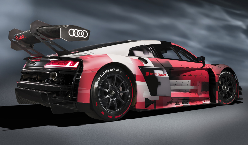 Гоночный автомобиль Audi R8 LMS GT3 Evo II 2022 года на сером фоне