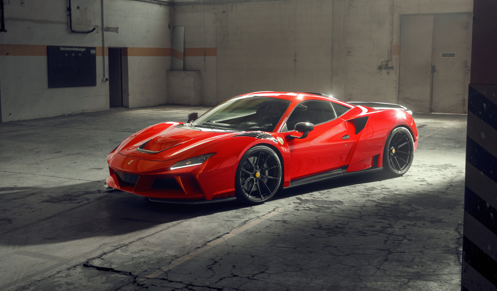 Красный дорогой автомобиль Novitec Ferrari F8 Tributo N-Largo 2021 года