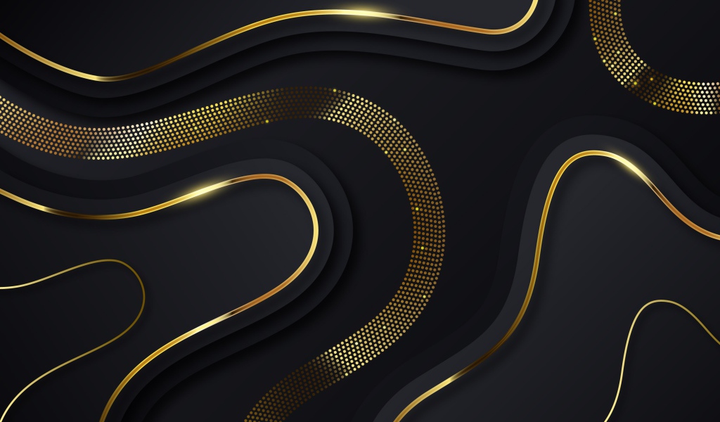 Черный фон с золотыми волнами 