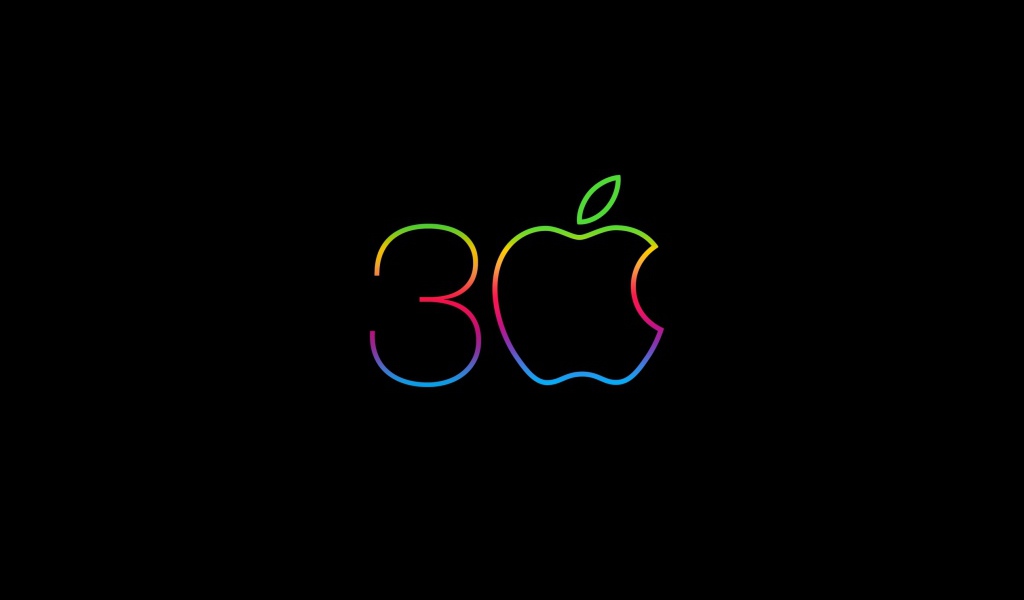 Неоновый значок apple на черном фоне 