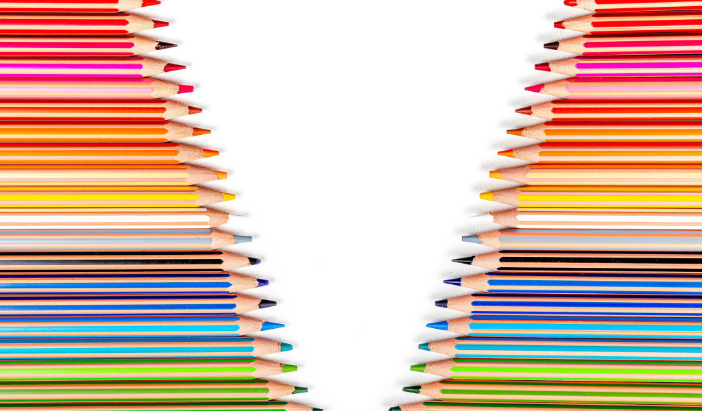 Края белого фона выложены карандашами 