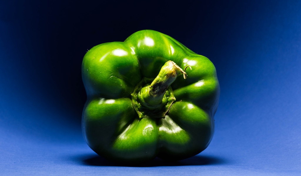 Зеленый перец паприка на синем фоне