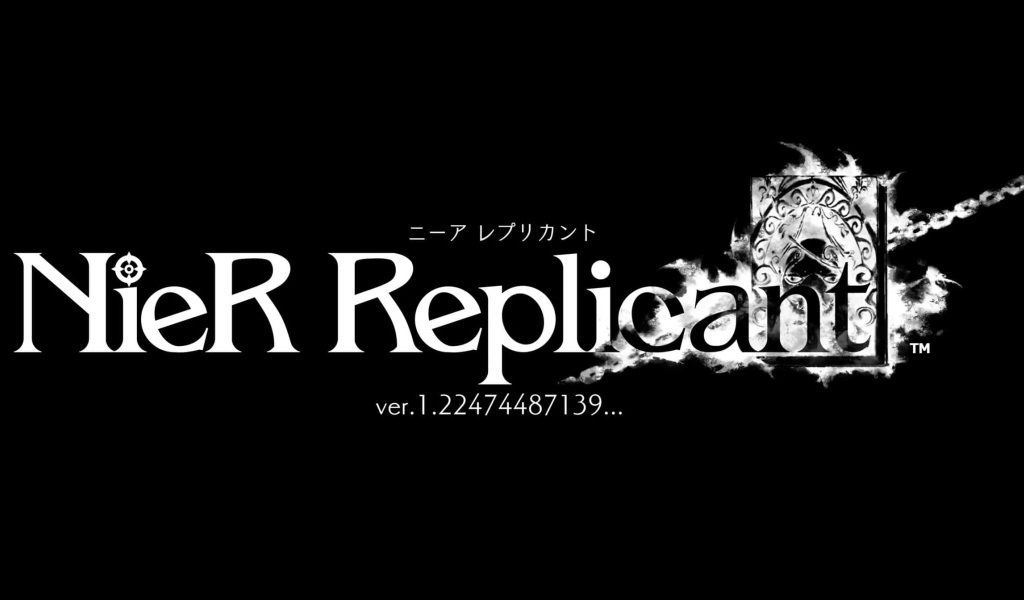 Логотип новой ролевой игры NieR Replicant ver.1.22474487139 на черном фоне