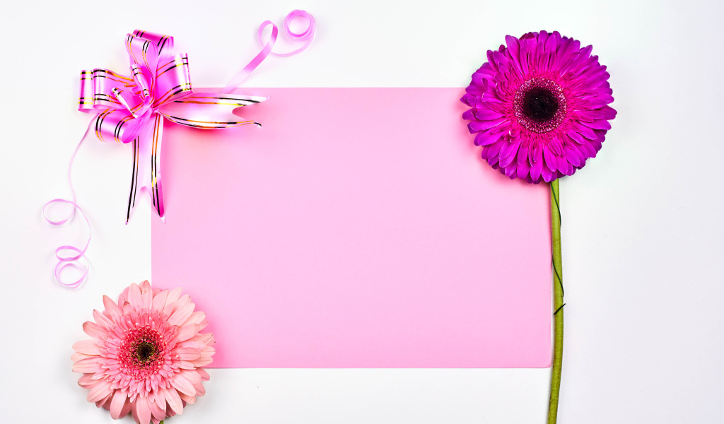 Фон для поздравительной открытки на 8 марта с герберами
