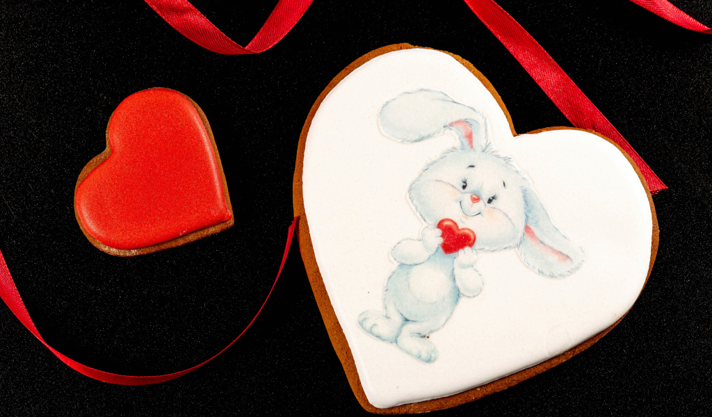 Печенье с кроликом в форме сердца на День Святого Валентина