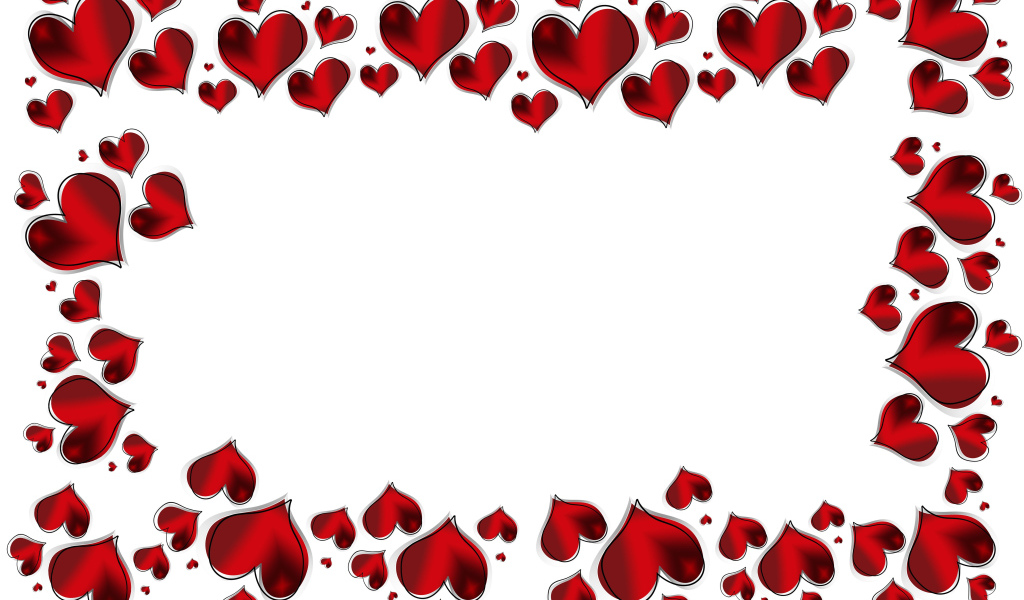 Много красных сердечек на белом фоне 