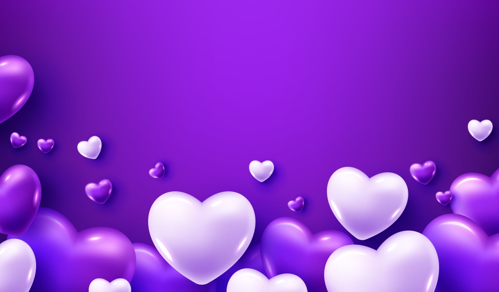Белые сердечки на фиолетовом фоне