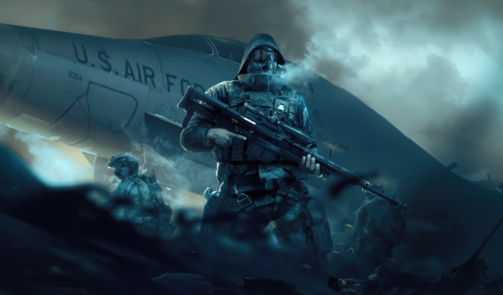 Мужчины военные у самолета 