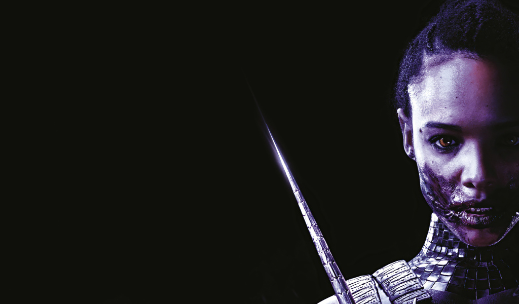 Милина персонаж фильма Мортал Комбат на черном фоне