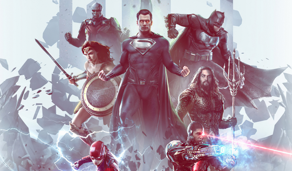 Постер с главными героями Лига справедливости Зака Снайдера, 2021