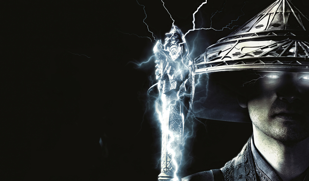 Райдэн на черном фоне персонаж фильма Мортал Комбат , 2021