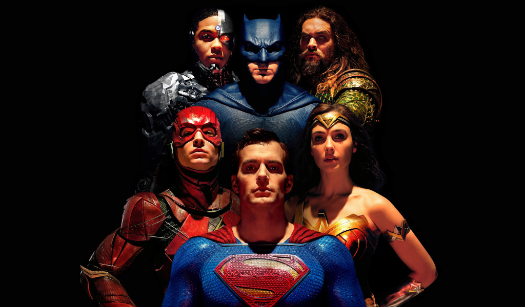Супергерои на черном фоне фильм Лига справедливости Зака Снайдера