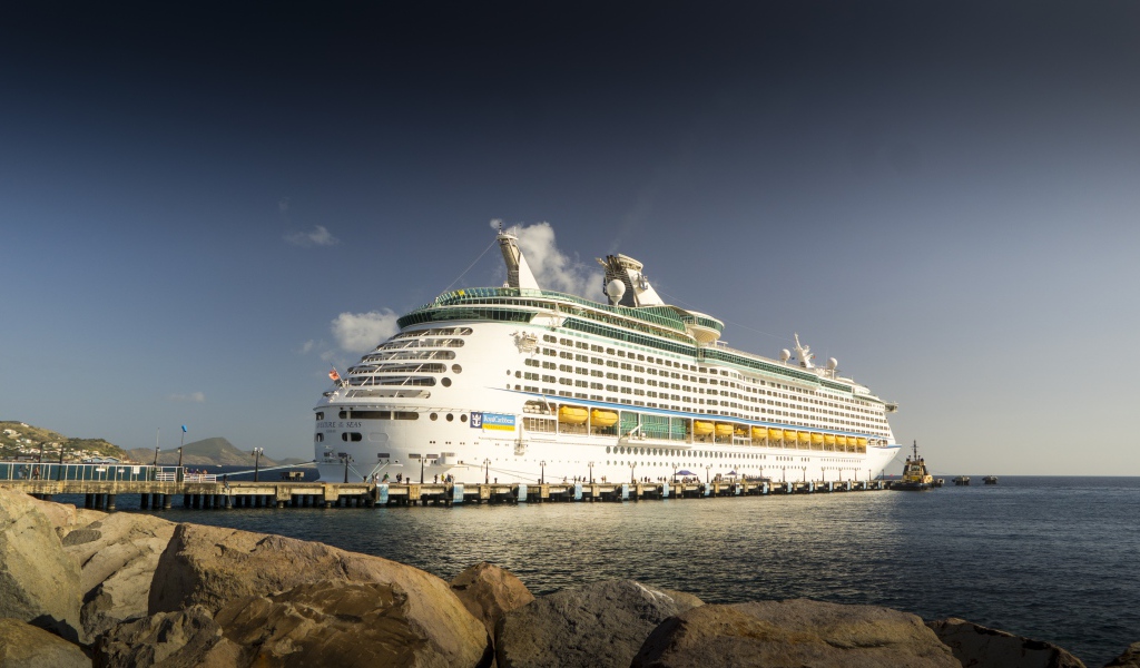 Большой круизный лайнер в море 