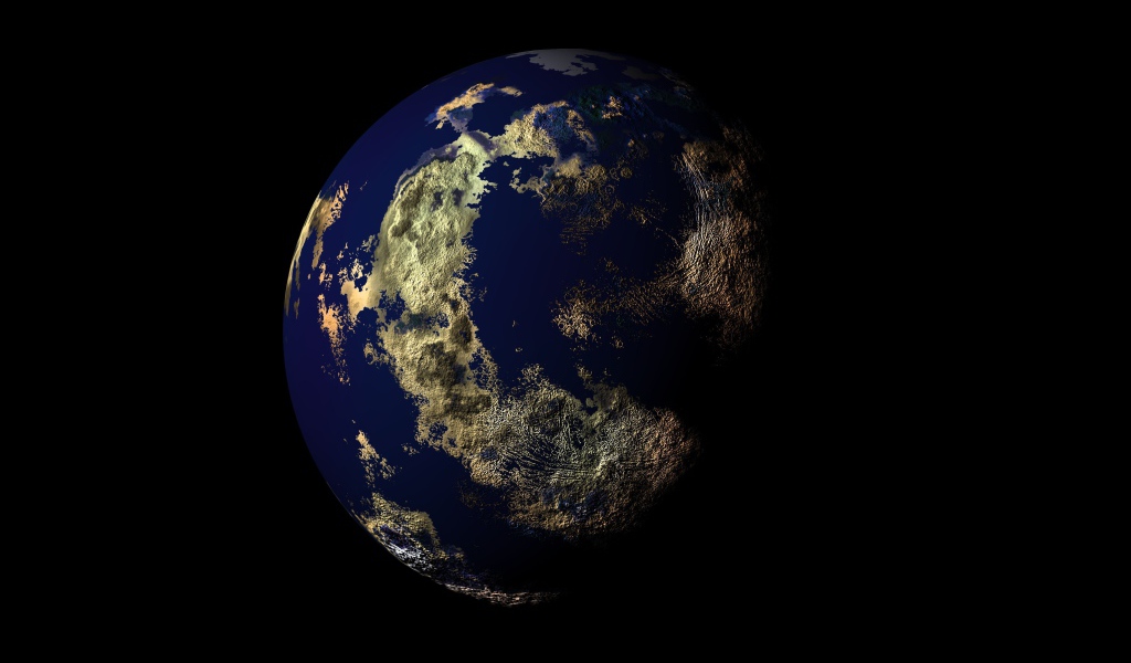 Большая планета Земля на черном фоне