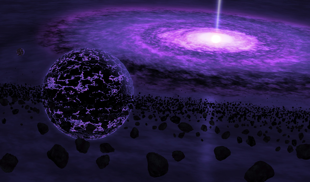 Полет метеоритов у черной дыры