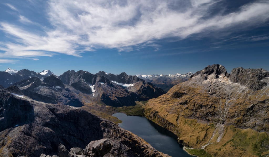 Озеро возле гор, Новая Зеландия