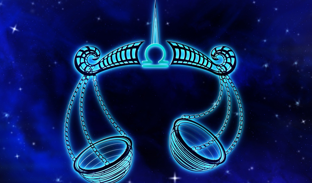 Красивый знак зодиака весы на синем фоне