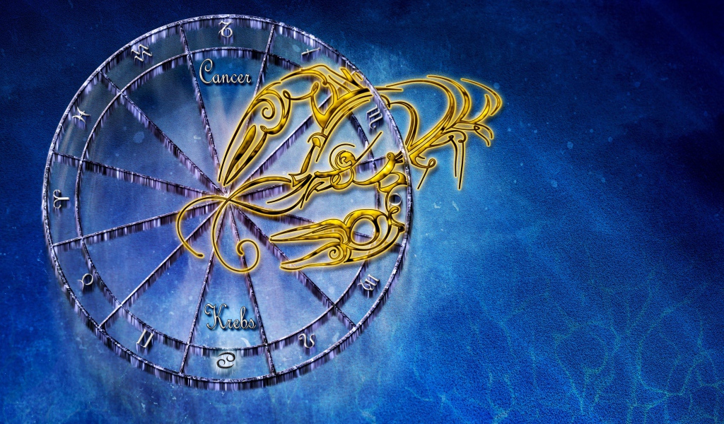 Зодиакальный знак рак на голубом фоне
