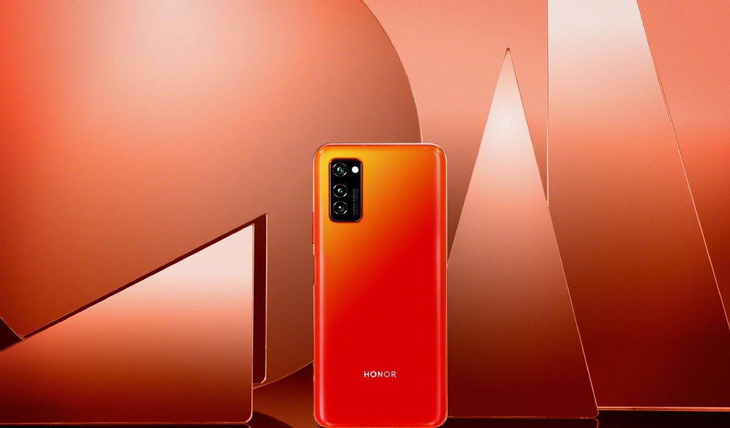 Оранжевый смартфон Honor v40