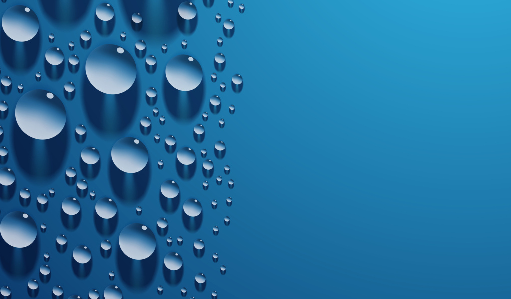 Капли 3д на голубой поверхности