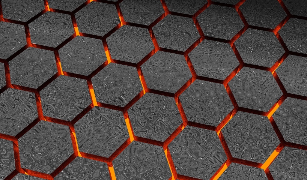 Абстрактные шестиугольники с лавой