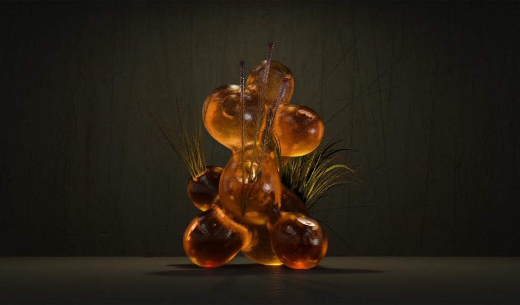 Абстрактный объект с зеленой травой