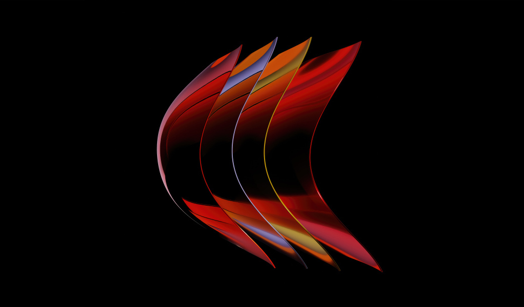 Абстрактные красные 3д формы на черном фоне