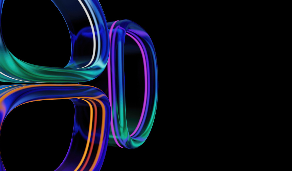 Абстрактные квадратные стеклянные формы 3d графика на черном фоне