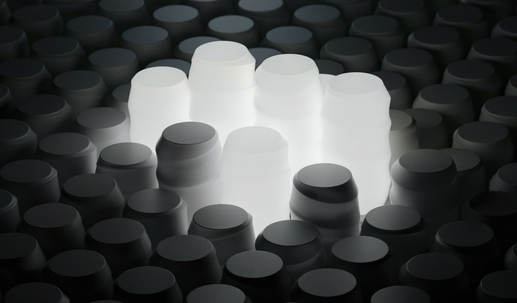 Черные  и белые 3д фигуры