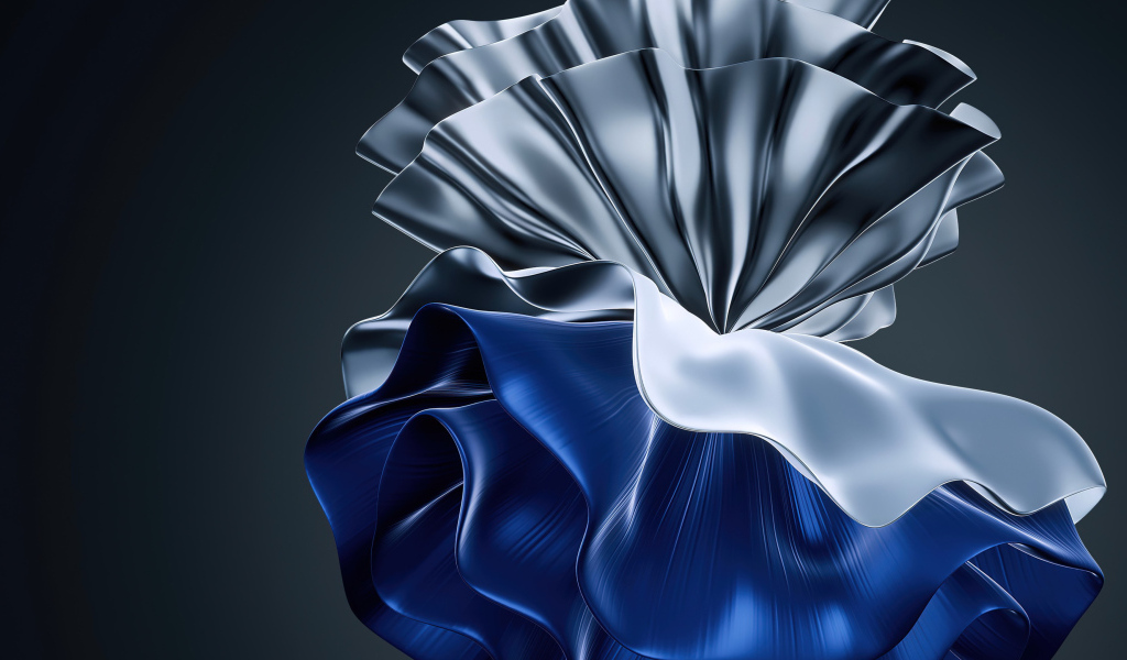 Синий и серебристый узор на сером фоне